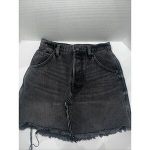 Free People We The Free Size 26 Short Denim Skirt Black Distressed Boho